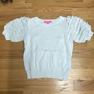 Lilly Pulitzer White Puff Sleeve Knit Sweater